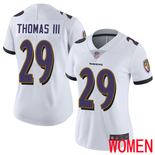 Baltimore Ravens Limited White Women Earl Thomas III Road Jersey NFL Football #29 Vapor Untouchable->women nfl jersey->Women Jersey